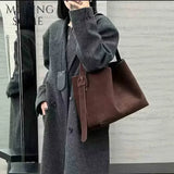 Motingsome Oversize Women Bag Luxury Suede Leather Winter Bags Frosted Cow Skin Handbag and Purses Retro Lady Tote 2024 New