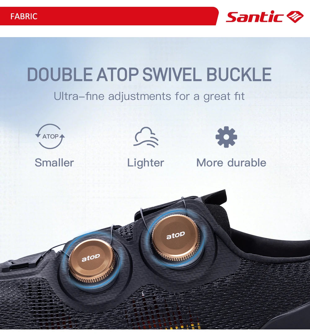 Santic Road Cycling Shoes Carbon Fiber Road Lock Shoes 14 Hardness Competition Ultra Light Cycling Shoes Suitable