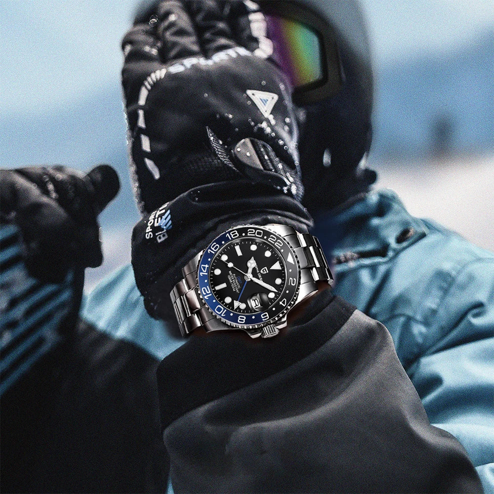 PAGANI DESIGN 40mm Automatic GMT Wristwatch Stainless Steel Waterproof Men Watch Top Brand Mechanical sports Watches Men PD-1662