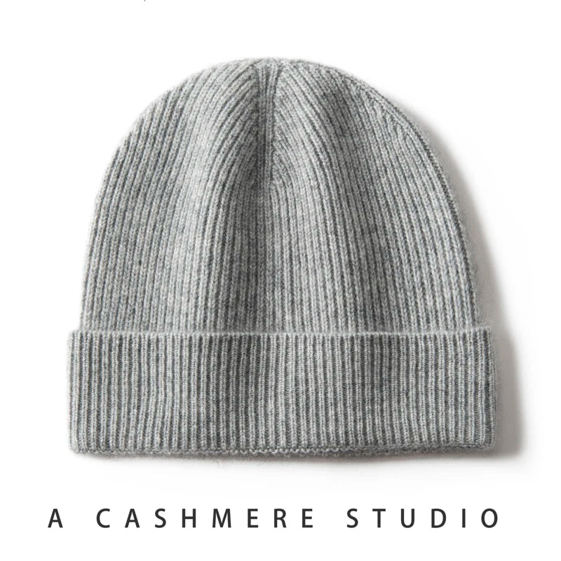 MERRILAMB Men's Pure Cashmere Ribbed Beanie | Soft & Warm