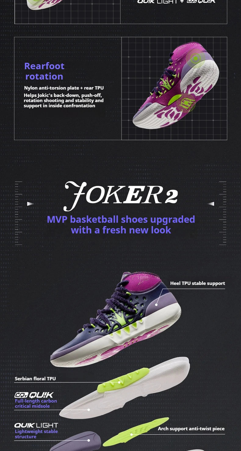 361 Degrees Joker 2 Men Basketball Shoes High-top New Jokic Shock-Absorbing Anti-slip Actual Support Male Sneakers 672611104