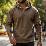 Spring/Autumn Men's Hoodie Denim Streetstyle Zip-Up | Short-Sleeved Sweatshirt | New Casual & Versatile Casualwear Top for Man