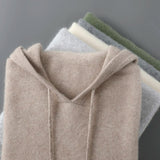 DjzDsm Autumn Winter Men's Sweater 100% Merino Wool Thick Hooded Pullover Soft Knitwear Casual Comfort Wool Clothing Tops