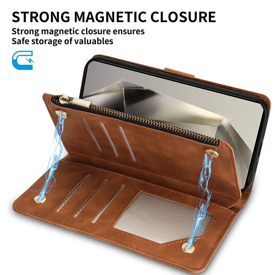 Samsung Galaxy Wallet Case with Strap & Stand
