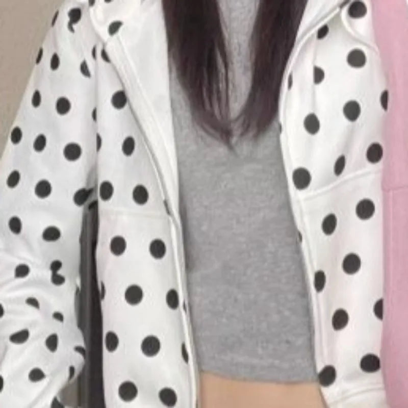 Women's Polka Dot Zip-Up Hoodie