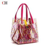 CH Transparent PVC Bucket Bag Women Colorful Jelly Tote Bags Small Crossbody Shoulder Handbag with Inner Pouch