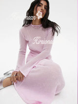 Elegant O-Neck Knit Maxi Dress