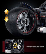 2000+pcs Super Racing Dark Motorcycle Technical Blocks Motorbike Model MOC Bricks Sets Gifts for Boys Adult Kids DIY Toys 1:5