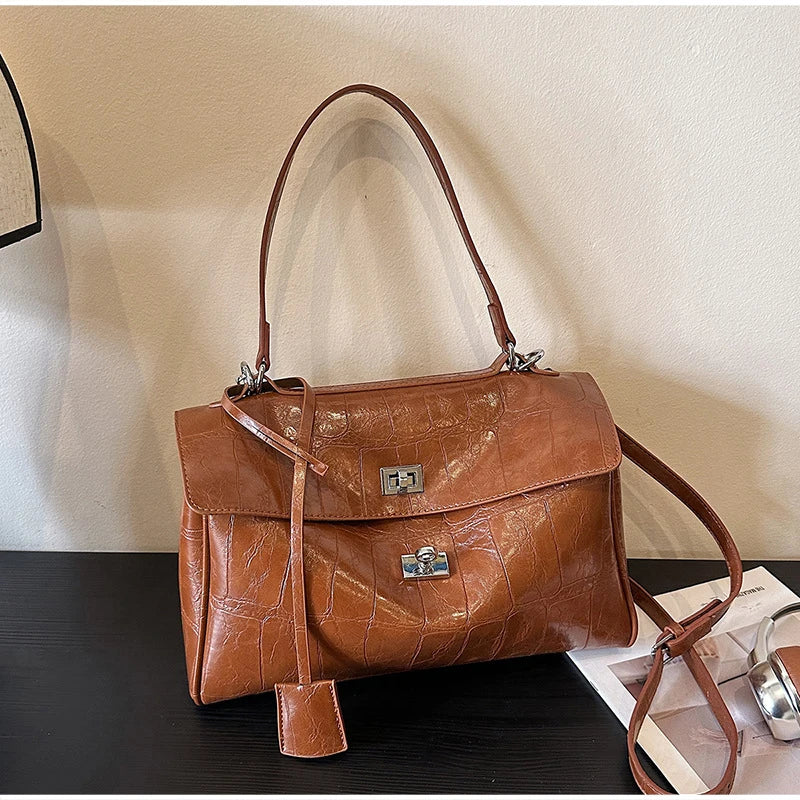 Minimalist Luxury Korean Soft Leather Flap Bag Women Detachable Crossbody Strap Large Capacity Office Daily Commuter Hand Purse