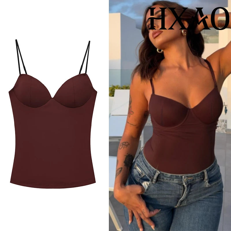 HXAO Corset Camisole Crop Top – Backless Bustier Tank