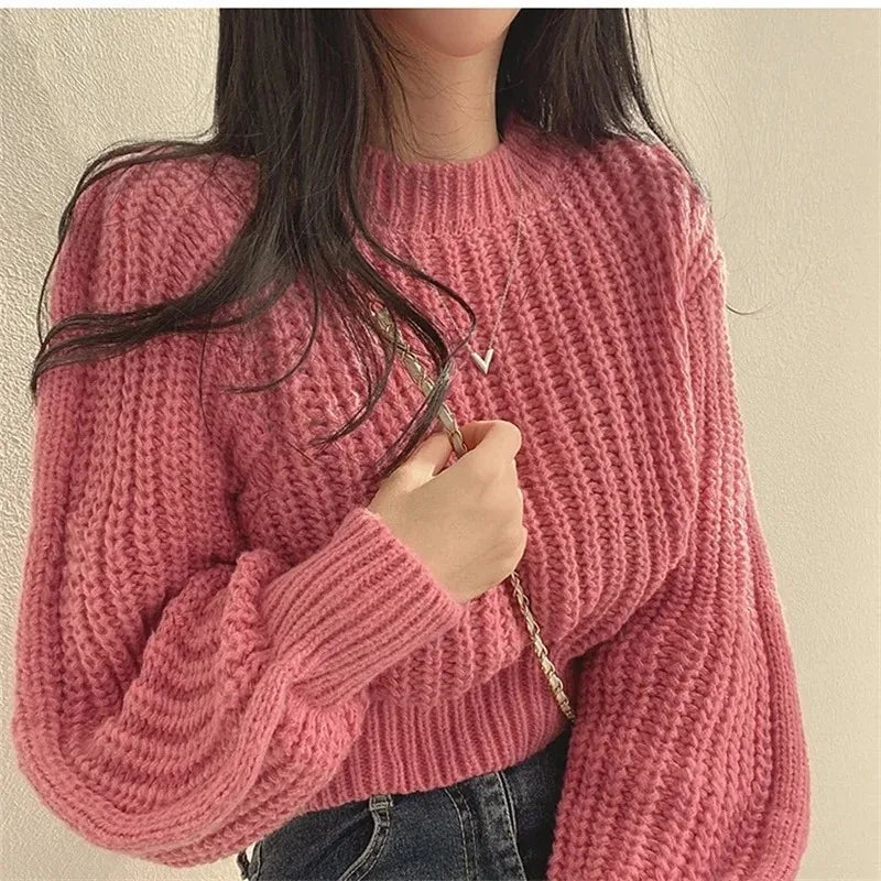 Women's Loose-Fit Crew Neck Knit Sweater
