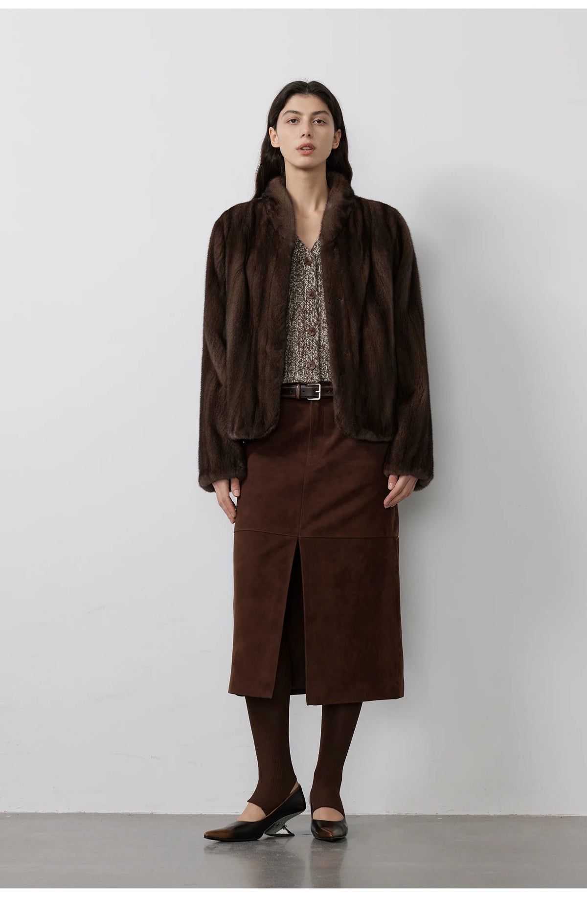 Women's Short Faux Fur Coat with Stand Collar