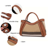 Aidrani  New retro checkered women's handbag, large capacity luxury bag, canvas genuine leather bag