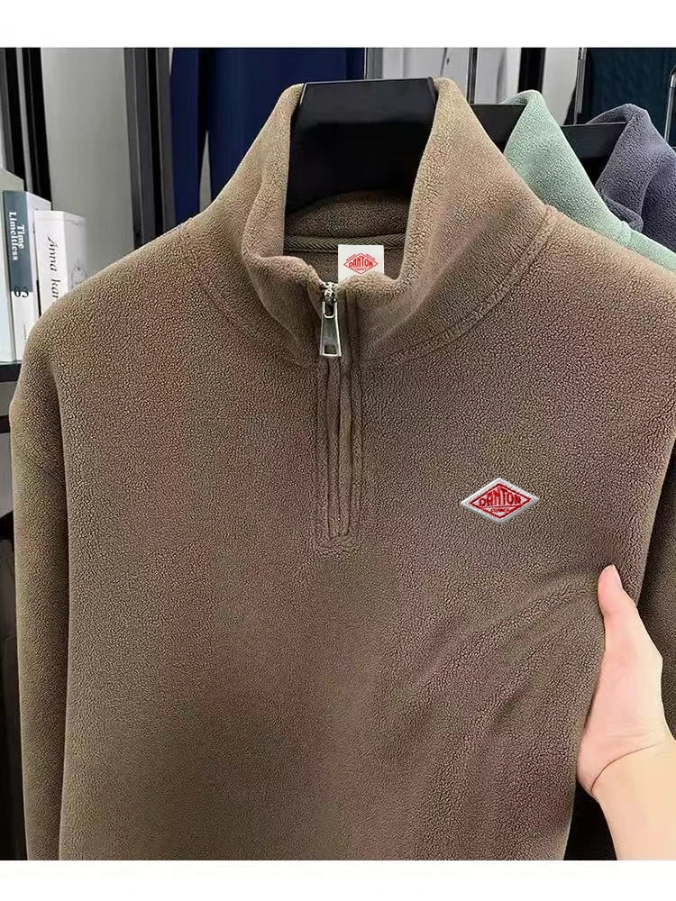 Men's Geometric High-Neck Zip Knit Top