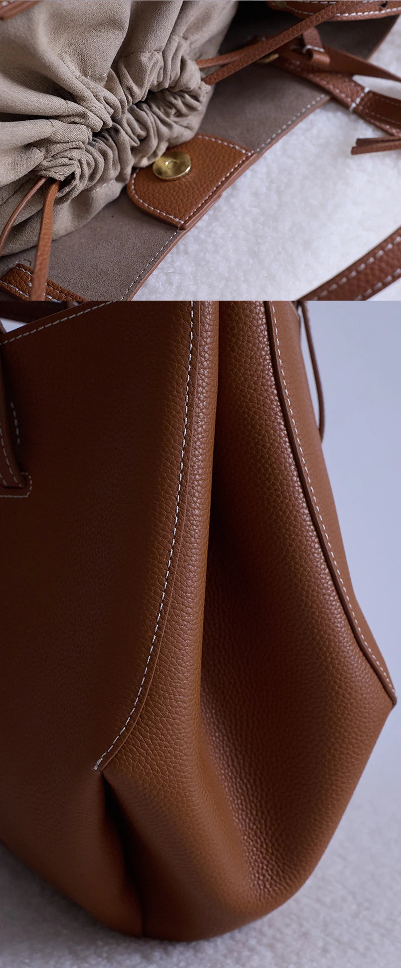 2025 leather shoulder bag versatile niche handbag, top layer cowhide commuting high-end feeling, large capacity tote bag for wom