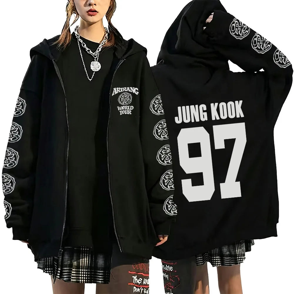 Y2K Graphic Zip-Up Hoodie