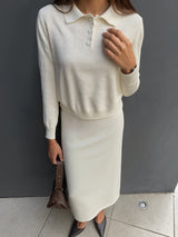 Hirsionsan Winter Thick Women Knitted Suits Soft 2 Pieces soft Female Sets Polo Neck Sweater & Wide Leg Pants Knitted Outfit