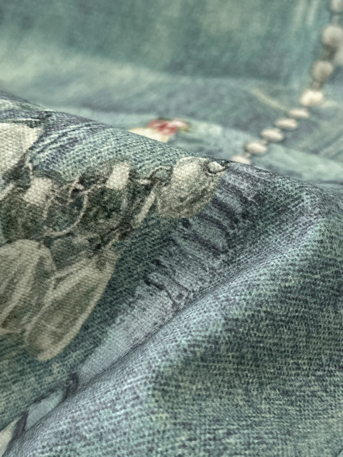 3D Pearl Chain Trompe L'Oeil Straight-Leg Jeans