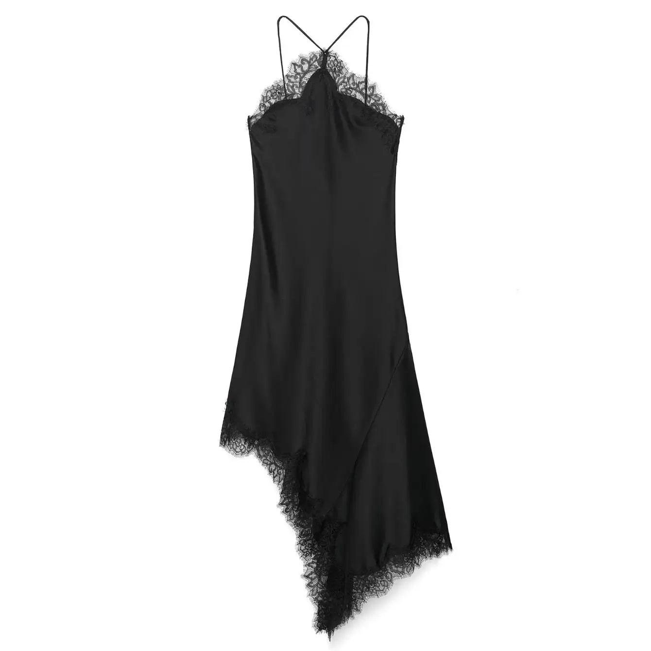 Elegant Lace Spliced Sling Dress: Sleeveless Backless Chic