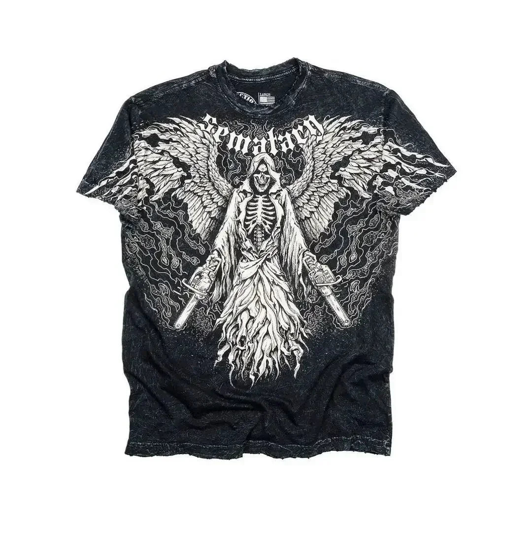 Y2K Gothic Skull Oversized Graphic Tee