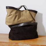 2025 Fall Winter New Suede Leather Tote Bag Unique Vintage Large Capacity Shoulder Crossbody Handheld Bag Durable Women Handbag