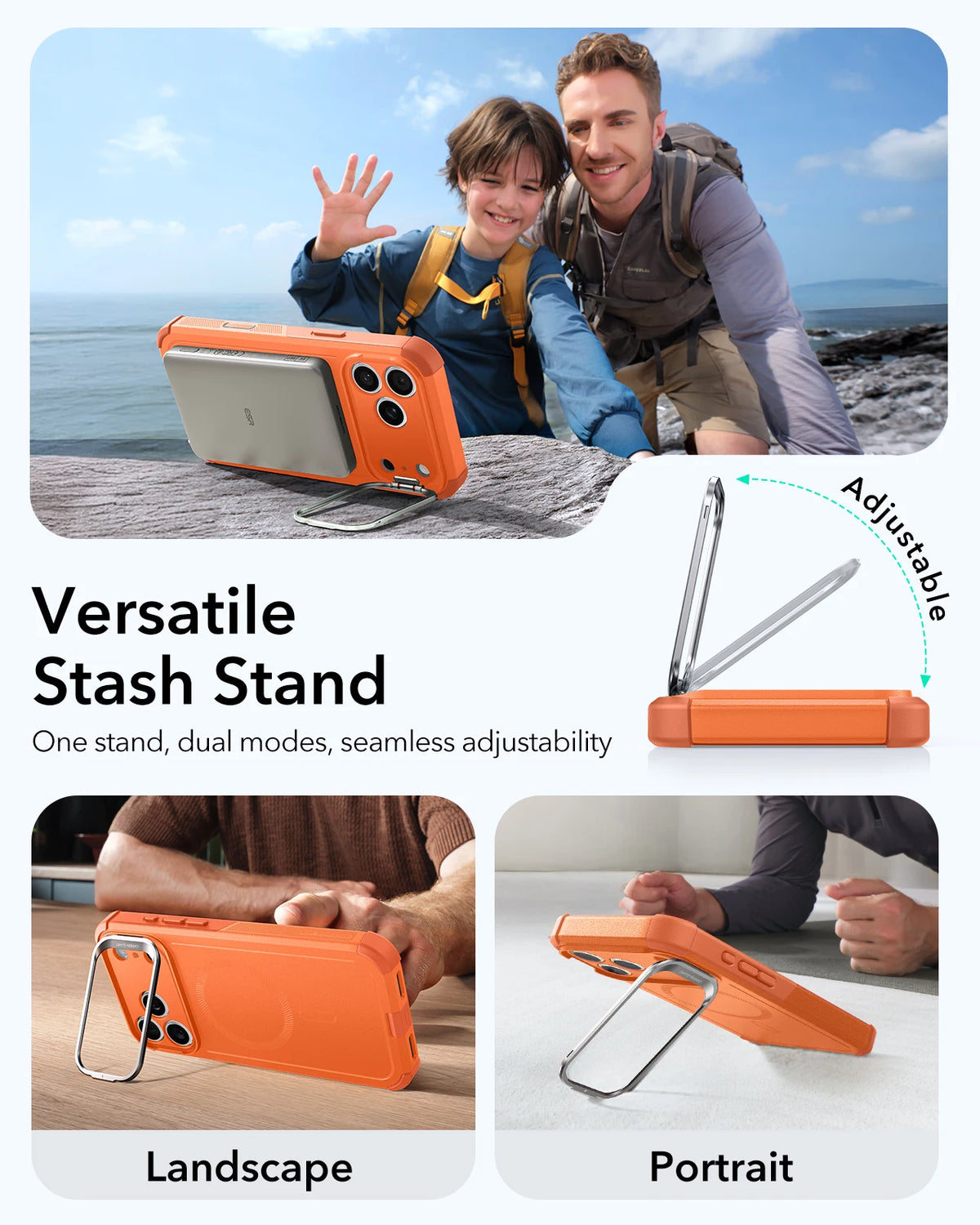 ESR Magnetic iPhone Case with Adjustable Stash Stand