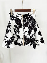 2026 Runway Floral Mini Skirt with Rose Gold Buttons