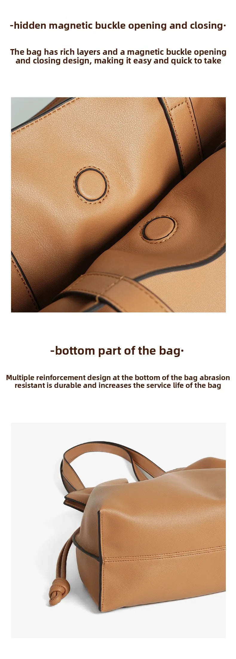 Autumn Winter High-End Leather Bucket Bag Drawstring Pleated Soft Cowhide Single Shoulder Tote Lucky Bag for Women