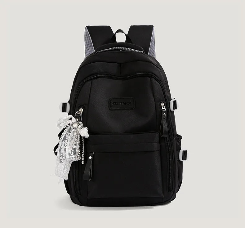 New Female High Capacity Waterproof College Backpack With Lace Pendant Trendy Women Laptop School Bags Cute Girl Travel Book Bag