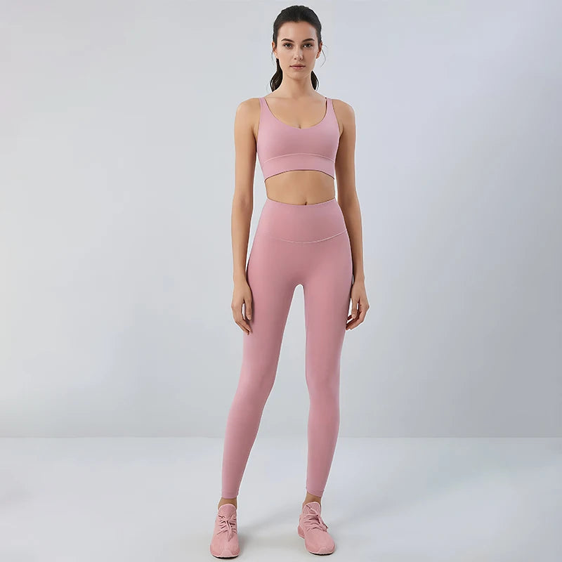 TRY TO BN Gym Sets Woman 2 Piece Sports Bra High Waisted Leggings Fitness Sportswear Women's Tracksuit Yoga Wear Workout Clothes