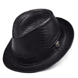 Men's Genuine Leather Cowhide Fedora Hat