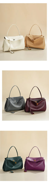 Large Capacity Women's Leather Handbag High-End Single Shoulder Crossbody Tote for Commuting