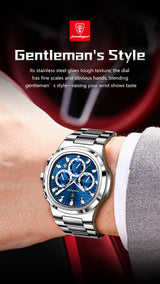 POEDAGAR Top High Quality Man Watch Luminous Waterproof Stainless Steel Men Clock Date Chronograph Quartz Business Men's Watches