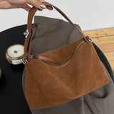 Wholesale Women Suede Bag Female Retro Frosted Cowhide Split Leather Armpit Shoulder Bag Lady Handbag Trendy Crossbody Messenger