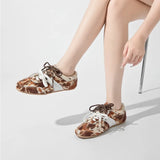 AIYUQI Women's Flat Shoes 2026 New Genuine Leather And Horse Hair Female Sneakers Large Size Lace-up Shoes For Women