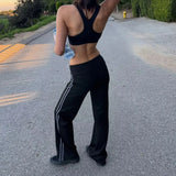Women's Black Low-Rise Flared Yoga Pants