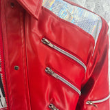 Red Zipper PU Leather Jacket | Rock & Roll Statement Piece