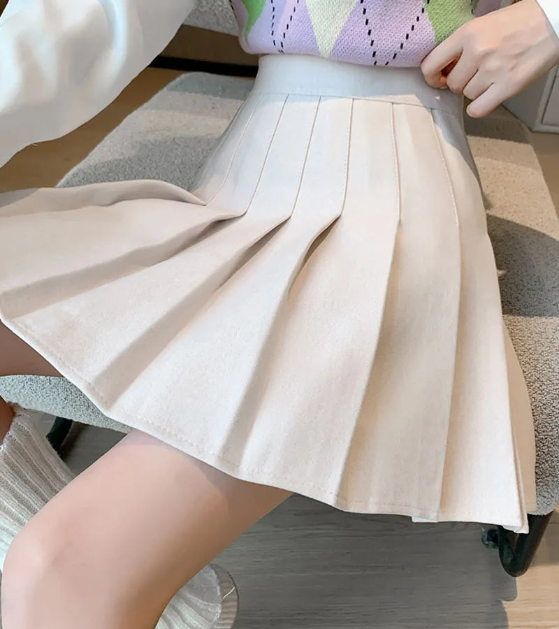 High-Waist Pleated Mini Skirt