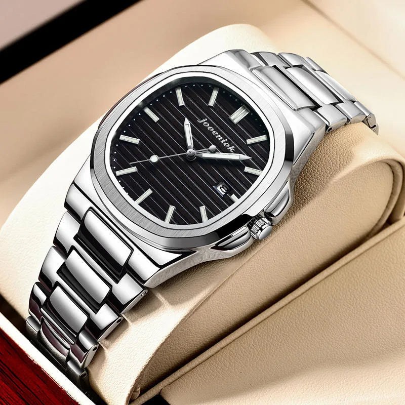 2025 New luxury military man watch square waterproof bright Date week men watch stainless steel Quartz men watches Reloj + box
