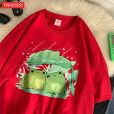 Artistic Frog Umbrella Cotton T-Shirt