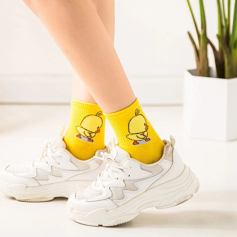 Dancing Duck Cartoon Art Socks