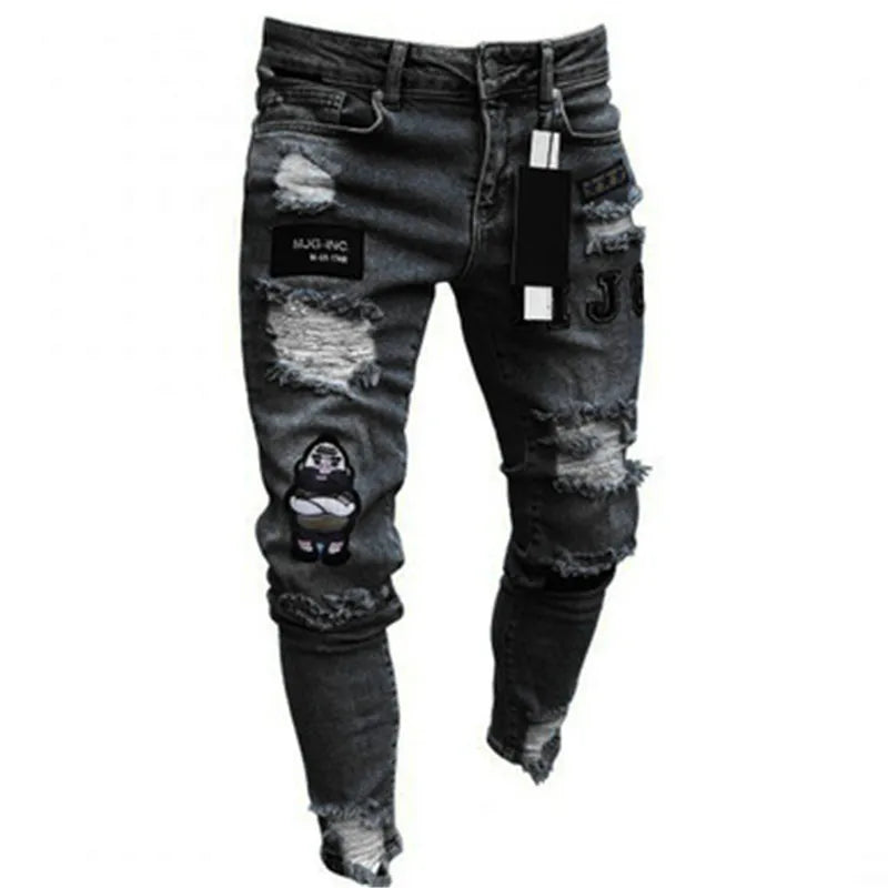 Men’s Ripped Stretch Denim Jeans