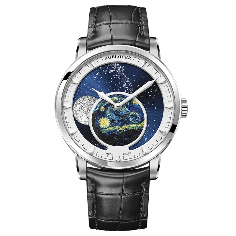 AGELOCER Astronomer Van Gogh Moon Phase Men's Watch