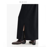 Elegant 100% Wool Elastic-Waist Skirt