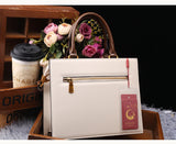 Vintage Luxury Leather Tote – Designer Cat Embroidery Shoulder Bag