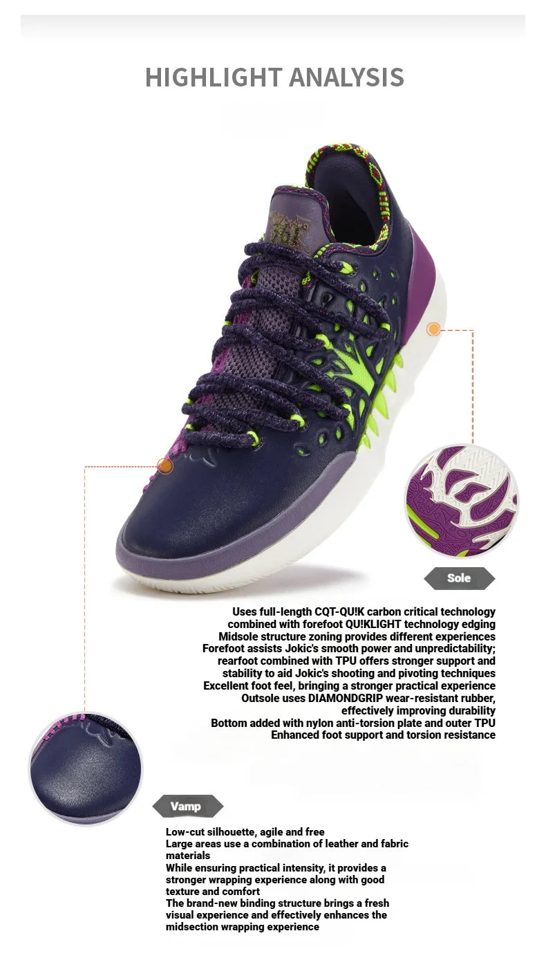 361 Degrees Joker 2 Low Men Basketball Shoes Jokic New Trendy Wear-resistant Non-slip Cushion Professional Sneakers 672611110