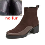 AIYUQI 2026 New Women's Short Boots Genuine Leather Chunky Heel High Heel Boots Female Large Size Pointed Toe Women Ankle Boots