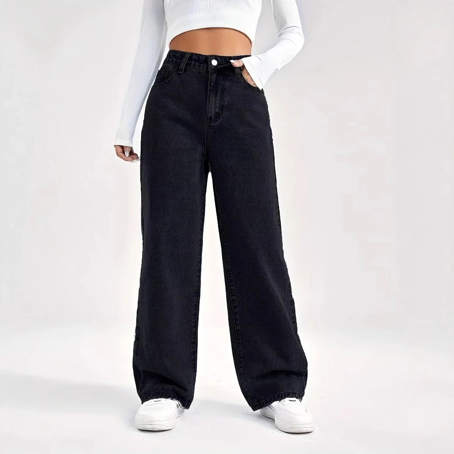 Women's High-Waist Straight Leg Jeans | Retro Y2K