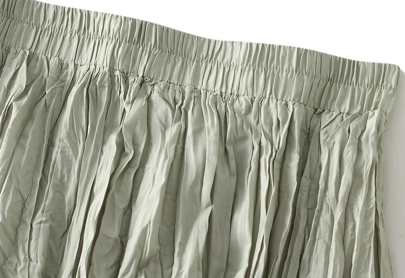 Women's Pleated Maxi Skirt – Elegant A-Line Beach Style