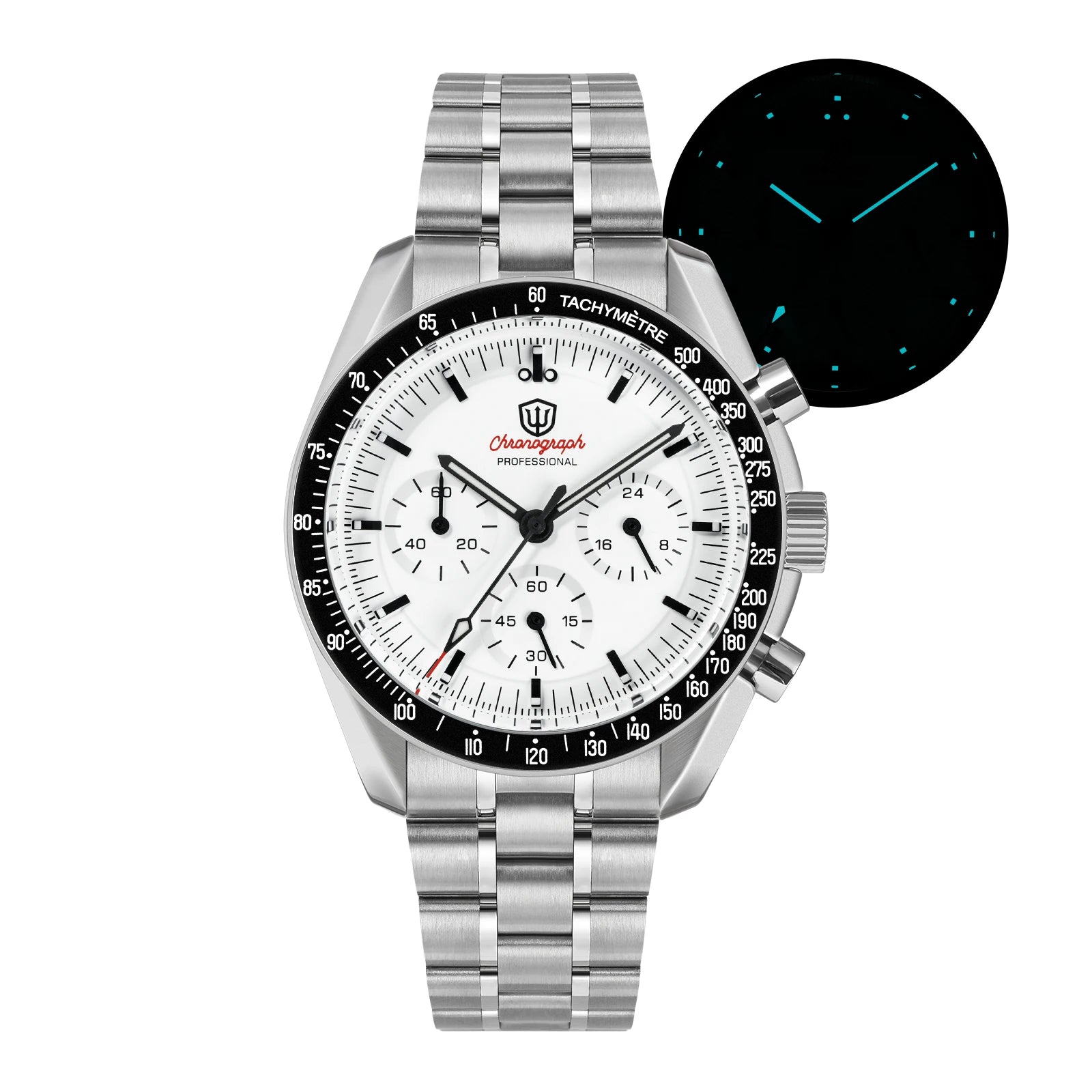 Watchdives WD1860 Watch VK63 Chronological Movement Stainless Steel Watch Sapphire AR Coating Night Light Retro Watches